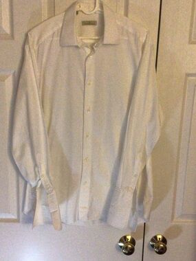 Ermenegildo Zegna Men's White Long-Sleeve Dress Shirt